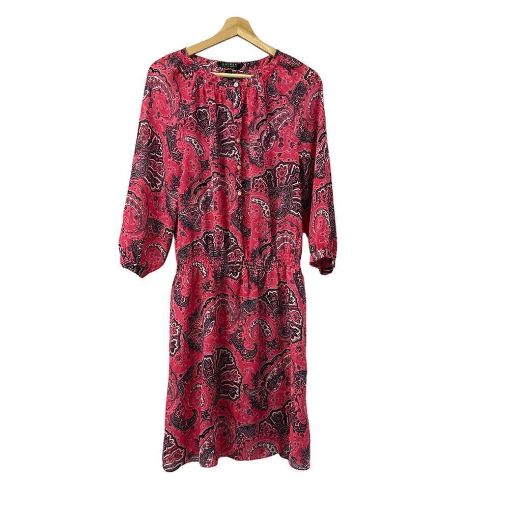 Lauren Ralph Lauren Pink Paisley Chiffon Dress Size 10